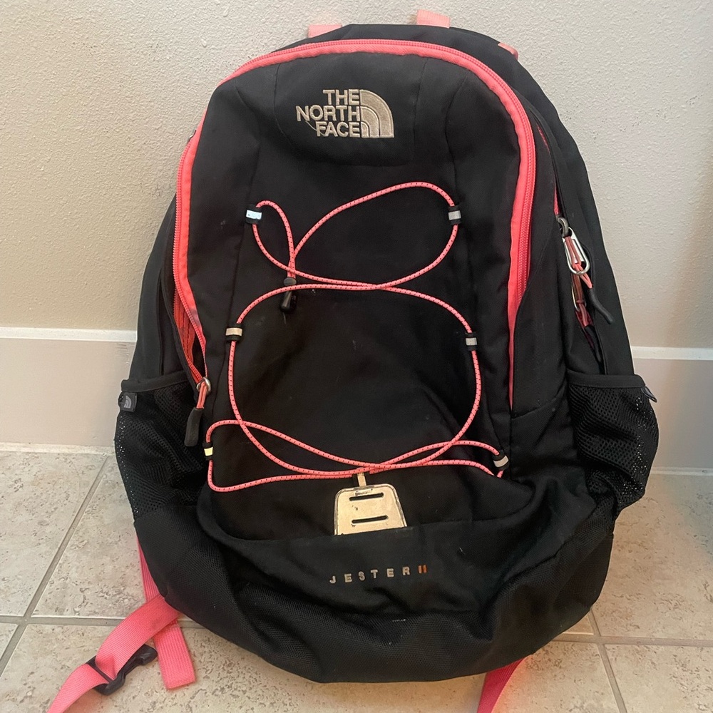 Northface Jester II Black and Pink Everyday Backpack